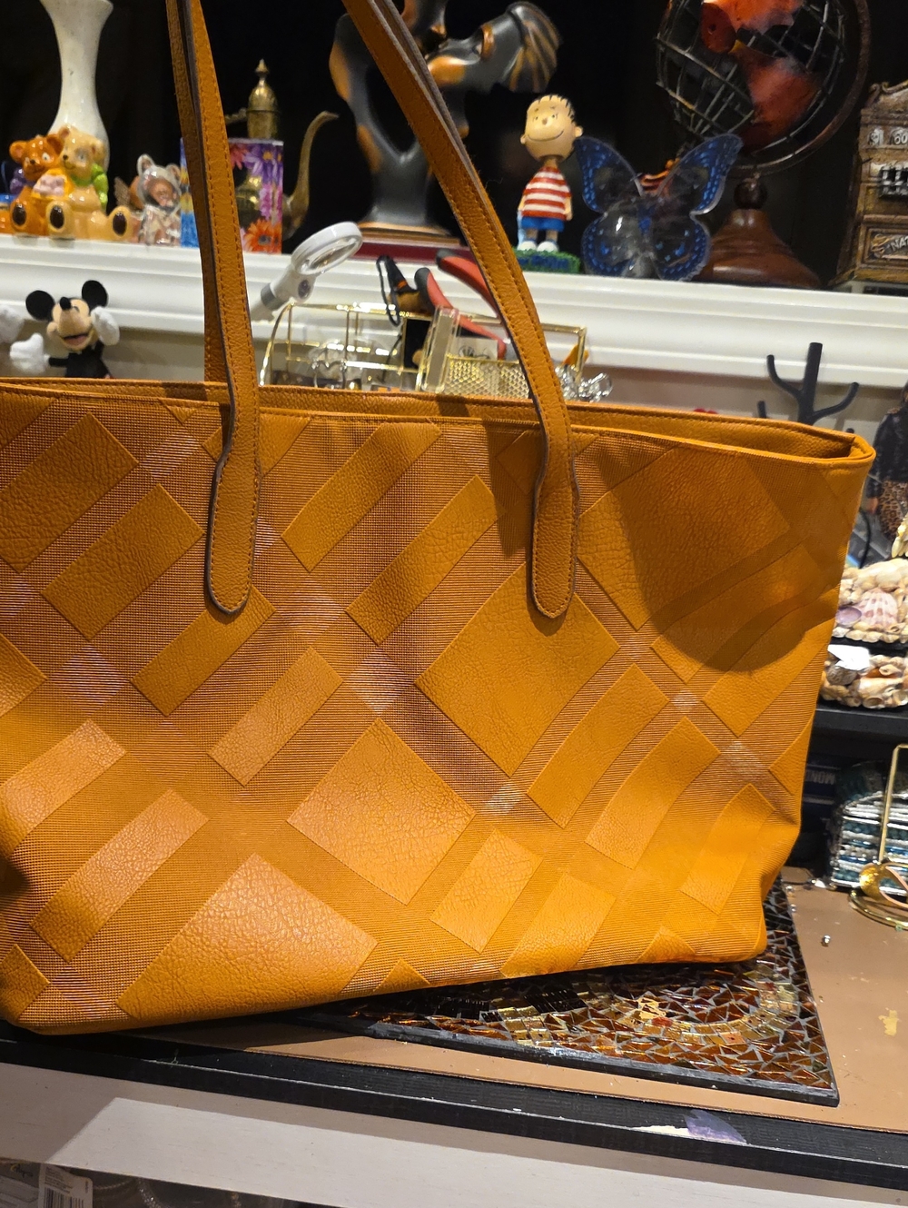 Source Unknown Orange Geometric Tote Bag
